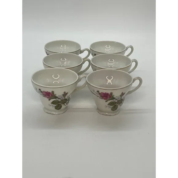 Set of 6 PorcelainTea Cups with Pink Roses Made in Japan - Picture 10 of 11